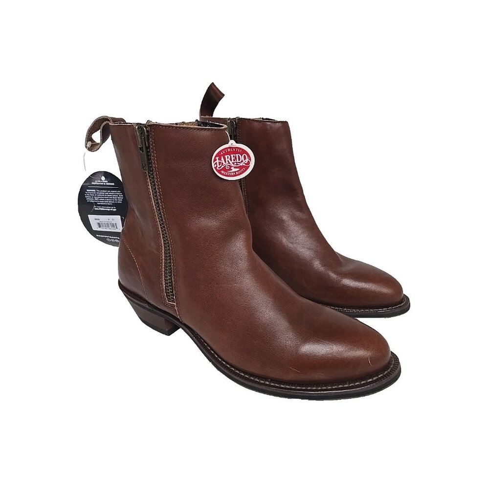 Laredo Men's 62094 Side Zip Leather Ankle Boot Brown Size 9D